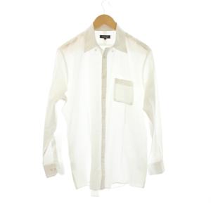 シャツ 42 白 ホワイト ボタンダウン 胸ポケット 長袖 D1L01-100-01 /JP