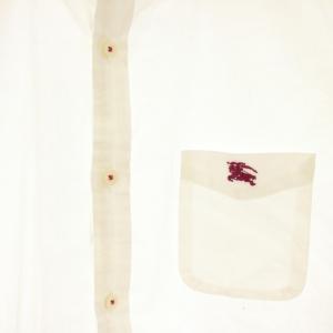 BURBERRY BLACK LABEL シャツ 4 白 ホワイト 半袖 ボタンダウン ポケット付き D1M33-532-02 /JP