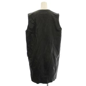 MM6 Maison Margiela エコレザー ノースリーブ ワンピース Vネック フェイクレザー 36 黒 ブラック S52CT0552