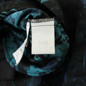 HARE スカート F 黒 青 花柄 ロング丈 シャーリングウエスト /JP