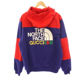 GUCCI ×THE NORTH FACE ナイロン切替 ジップパーカー ジャケット XS レッド