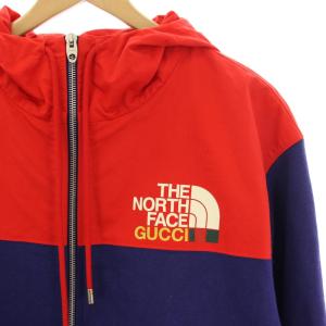 GUCCI ×THE NORTH FACE ナイロン切替 ジップパーカー ジャケット XS レッド