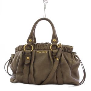 Vitello Lux ハンドバッグ 2WAY レザー ダークベージュ