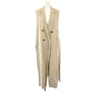 LINEN TWILL GILET ベスト ジレ 麻 リネン 38 ベージュ ロング 121201052