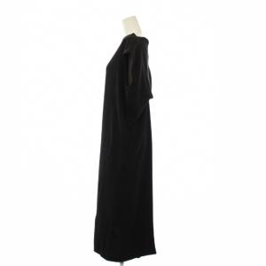 ENFOLD 17SS ノースリーブ バックドレープ ワンピース 36 黒 ブラック 無地 サイドスリット 300AS233-4420