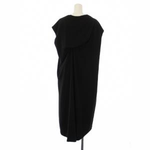 ENFOLD 17SS ノースリーブ バックドレープ ワンピース 36 黒 ブラック 無地 サイドスリット 300AS233-4420