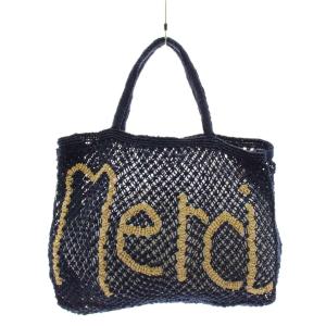 merci ジュートバッグ ハンドバッグ トートバッグ ベージュ 紺 ネイビー /AN35