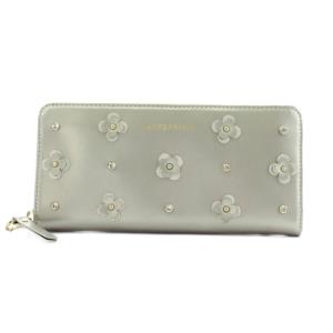 長財布 小銭入れ 花モチーフ レザー シルバー色 /AN63（2026/03/25買取