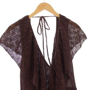 Ameri VINTAGE MEDI RUFFLE KNIT ROMPERS オールインワン ロンパース レース M 茶 0225105931170