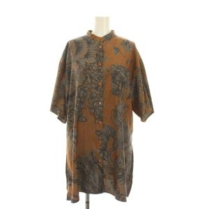 KEITA MARUYAMA ケイタマルヤマ 23SS ワイドシャツ バンドカラー 総柄 半袖 F ブラウン
