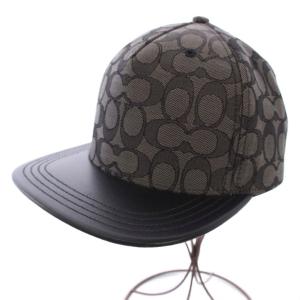 シグネチャー ジャカード フラット ブリム ハット キャップ 帽子 総柄 M-L 黒 グレー CH408
