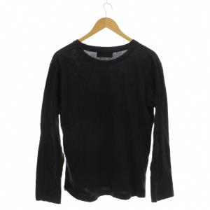 CABANE de zucca Tシャツ S 黒 ブラック 長袖 チェーンプリント 放射状モチーフ /JP