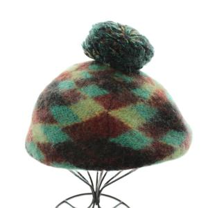 Vivienne Westwood オーブ ベレー帽 ウール モヘヤ混 S M ブラウン グリーン