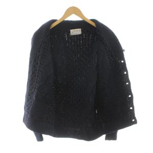 INVERALLAN ニットカーディガン ジャケット ケーブル 長袖 ウール 紺 ネイビー /KU