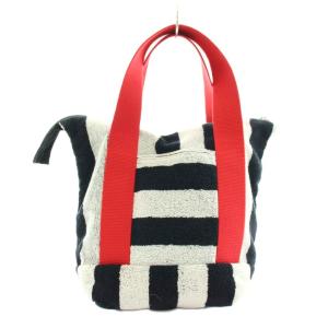 marimekko MARIMADE FROTEINEN ハンドバッグ ストライプ柄 黒 ブラック 白 ホワイト 赤 レッド
