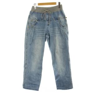 デニム ジーンズ M 水色 ドローストリング ウエストゴム ポケット付き /GP