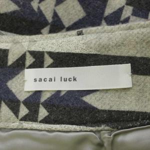 sacai luck パンツ 1 グレー 幾何学柄 ショート丈 パイピング /DU