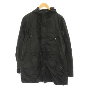 ジャケット ナイロン L 黒 ブラック フード付き ボタンダウン 長袖 ポケット付き /GP