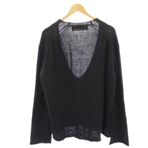 INSCRIRE ニット セーター 長袖  Vネック 肘デザイン 紺 ネイビー 120SS-K9 /HN