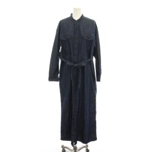 LB9393 BELTED DENIM DRESS ワンピース ロング丈 インディゴ 紺 ネイビー /LP