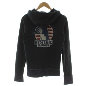 HYSTERIC GLAMOUR ジップアップパーカー 上着 F モスグリーン 長袖 フード付き グラフィックプリント 0141CF06