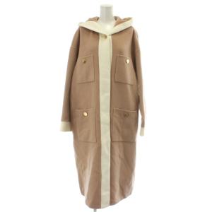 24AW ラインフードリバーコート ウール 36 ベージュ オフホワイト フード ライン ロング丈 長袖