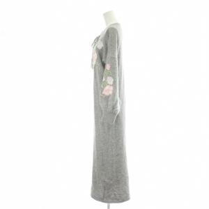 GRACE CONTINENTAL ワンピース 36 グレー 花柄 ロング丈 長袖 /DU