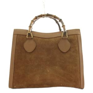 GUCCI バンブーハンドル ハンドバッグ スエード レザー 茶 ブラウン /AN16 OH