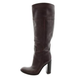 85周年記念 グッチシマ ロングブーツ チャンキーヒール レザー 36 茶 ブラウン 163299 /AN59