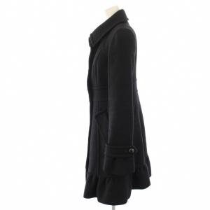 BURBERRY BLUE LABEL ステンカラーコート ロング 裏地ノバチェック ウール アンゴラ混 38 黒 ブラック FNF09-814-09