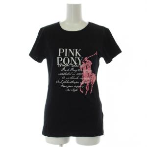 Tシャツ カットソー L 黒 ブラック ラウンドネック プリント 半袖 /GG