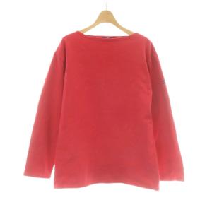 Tシャツ ML 赤 レッド 無地 ボートネック 長袖 /AU