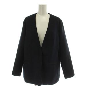 24SS ツイードVネックロングジャケット 上着 M 紺  Vネック 長袖 DR44-28E101 /GG