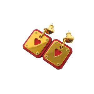 アス ドゥ クール ヴォースイフト ピアス ハート Y刻印 ゴールドカラー レッド