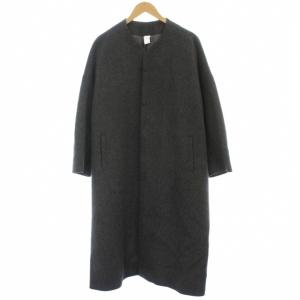 ノーカラーコート ロング XS グレー/GP