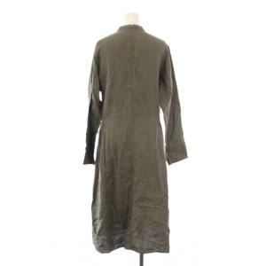 nest Robe ラップワンピース カシュクール リネン 長袖 ロング カーキ 01133-1186 /TK