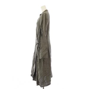 nest Robe ラップワンピース カシュクール リネン 長袖 ロング カーキ 01133-1186 /TK