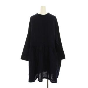 nest Robe 23SS 近江晒インディゴ染め チュニック ワンピース リネン混 F 紺 ネイビー 長袖 01231-1022