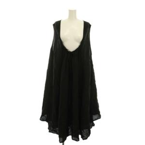 23SS リネン サークルヘムノースリーブワンピース ロング F 黒 ブラック 01232-1385 /YM