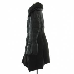 TO BE CHIC フリルタフタダウンコート 44 黒 ブラック ボリュームネック ベルスリーブ 長袖 W7A52-435-09