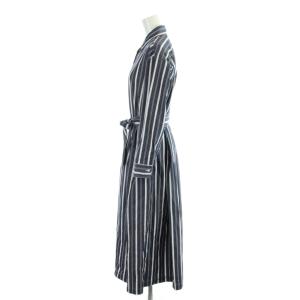 MAKER'S SHIRT 鎌倉 ワンピース 40 紺 ネイビー 白 ホワイト ストライプ柄 シャツ襟 長袖 /AP