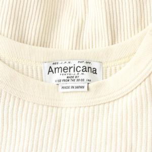 AMERICANA カットソー F ベージュ 長袖 リブニット ラウンドネック /GP