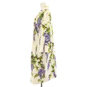 DOLCE&GABBANA チェスターコート 花柄 42 ホワイト パープル F0M05T FSFB3