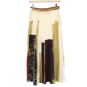 FUDE ART SKIRT フレアスカート マキシ ロング 総柄 M 白 ホワイト ベージュ 01920920300