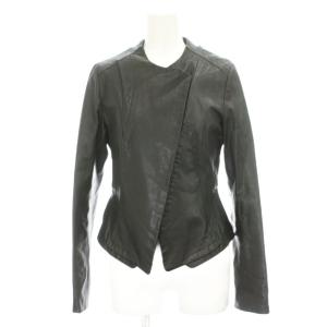 ライダースジャケット 上着 F 黒 ブラック アシンメトリーネック 長袖 /GP