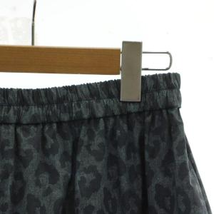 DOUBLE STANDARD CLOTHING 25SS デニムレオパードプリントティアードスカート 36 紺 ネイビー ロング丈 0202-240-251