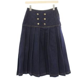 DENIM QUILTED SKIT デニムスカート フレアスカート ロング ミモレ 38 インディゴ