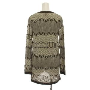 M MISSONI カーディガン 38 ベージュ 黒 ブラック 波柄 Vネック 長袖 /LP