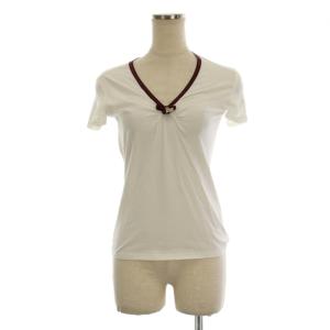 Tシャツ カットソー XS 白 ホワイト 半袖 Vネック リボンデザイン /LP
