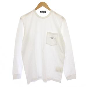 22AW 綿天竺ロングスリーブTシャツ カットソー 長袖 クルーネック ロゴ S 白 HJ-T010 /BM